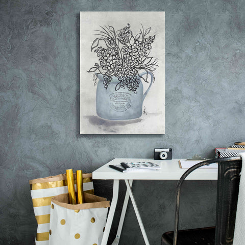 Image of 'Sketchy Floral Enamel Pot' by Julie Norkus, Giclee Canvas Wall Art,18x26