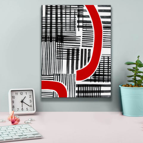 Image of 'Red Interrupted I' by Regina Moore, Canvas Wall Art,12 x 16