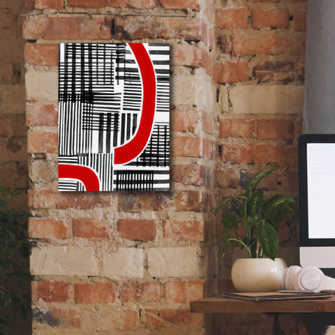 Image of 'Red Interrupted I' by Regina Moore, Canvas Wall Art,12 x 16