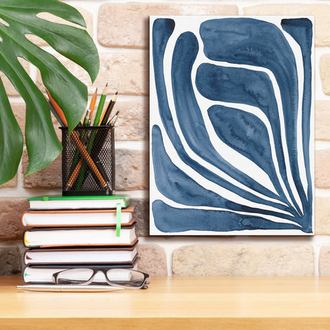 Image of 'Blue Stylized Leaf I' by Regina Moore, Canvas Wall Art,12 x 16