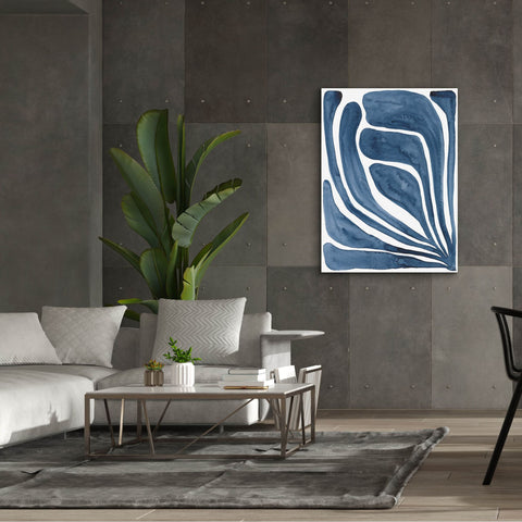 Image of 'Blue Stylized Leaf I' by Regina Moore, Canvas Wall Art,40x54