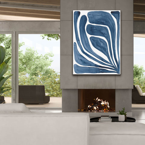 Image of 'Blue Stylized Leaf I' by Regina Moore, Canvas Wall Art,40x54
