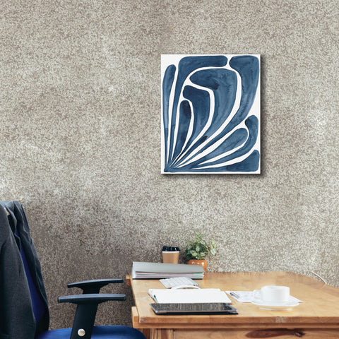 Image of 'Blue Stylized Leaf II' by Regina Moore, Canvas Wall Art,20 x 24