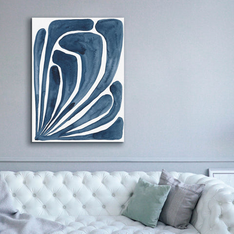 Image of 'Blue Stylized Leaf II' by Regina Moore, Canvas Wall Art,40x54