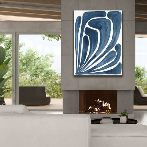 Image of 'Blue Stylized Leaf II' by Regina Moore, Canvas Wall Art,40x54
