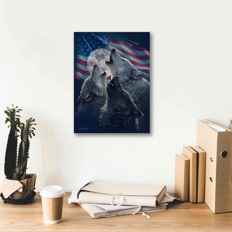 Image of 'Wolf Trinity Patriotic' by Collin Bogle, Canvas Wall Art,12x16