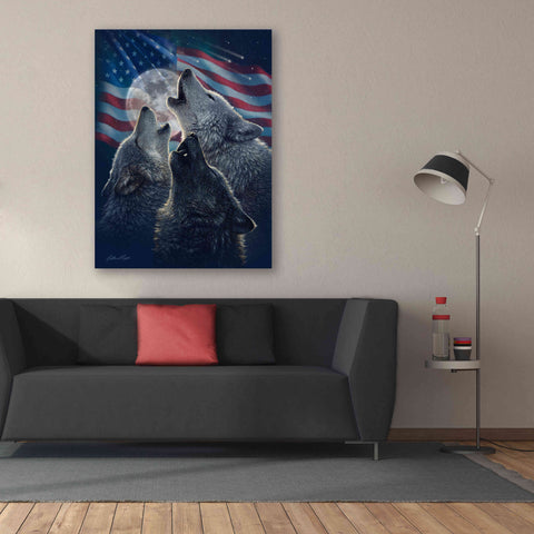 Image of 'Wolf Trinity Patriotic' by Collin Bogle, Canvas Wall Art,40x54