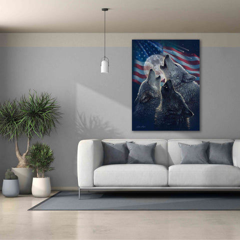 Image of 'Wolf Trinity Patriotic' by Collin Bogle, Canvas Wall Art,40x54