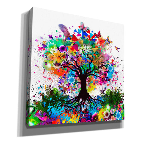 Image of 'Kaleidoscope Tree White' Canvas Wall Art