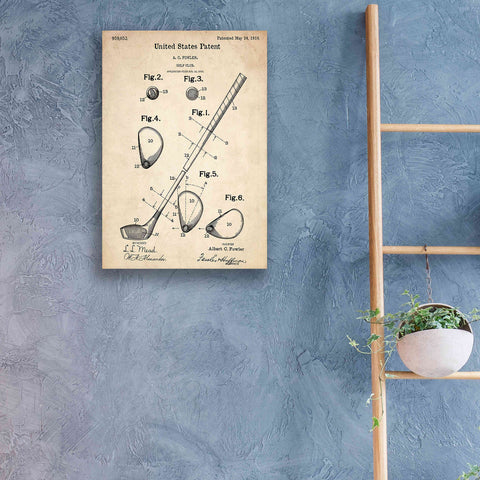 Image of 'Golf Club Vintage Patent Blueprint' Canvas Wall Art,18 x 26