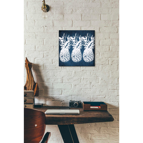 Image of 'Indigo Pineapple' by Linda Woods, Canvas Wall Art,12 x 12