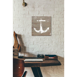 'White Anchor on Natural' by Linda Woods, Canvas Wall Art,12 x 12