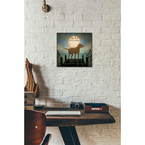 Image of 'Moonrise Yellow Dog - Golden Pond' by Ryan Fowler, Canvas Wall Art,12 x 12