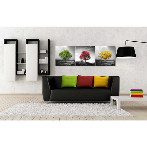 Image of 'Vibrant Tree Series: Green Triptych (Set of 3)' Canvas Wall Art,36 x 12