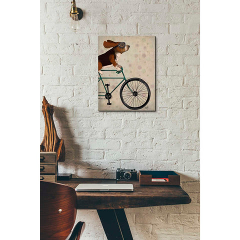 Image of 'Basset Hound on Bicycle' by Fab Funky Giclee Canvas Wall Art