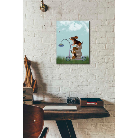 Image of 'Basset Hound Scooter' by Fab Funky Giclee Canvas Wall Art