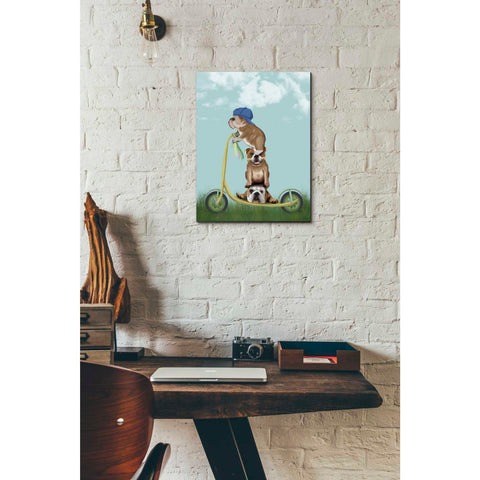 Image of 'English Bulldog Scooter' by Fab Funky Giclee Canvas Wall Art