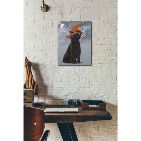 Image of 'Halloween Black Cat in Witches Hat' by Fab Funky Canvas Wall Art,12 x 16