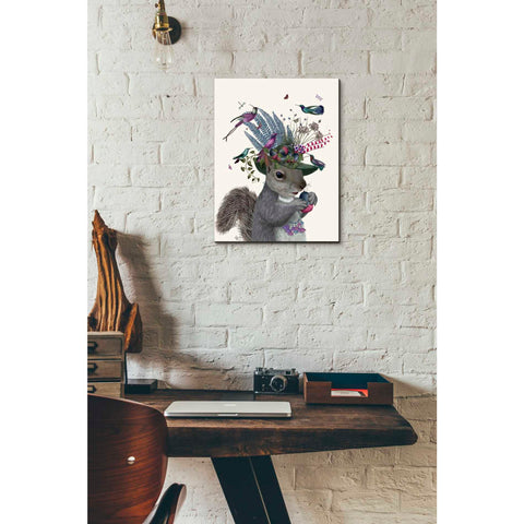 Image of 'Squirrel Birdkeeper and Blue Acorns' by Fab Funky Giclee Canvas Wall Art