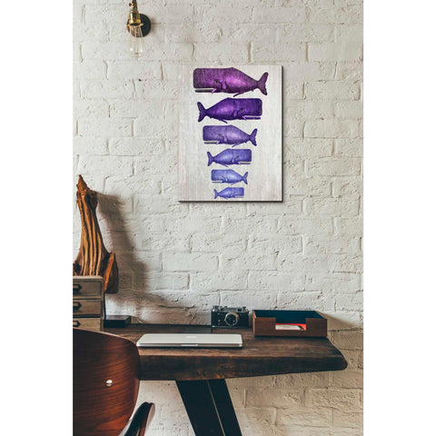 Image of 'Whale Family Purple on White' by Fab Funky Giclee Canvas Wall Art