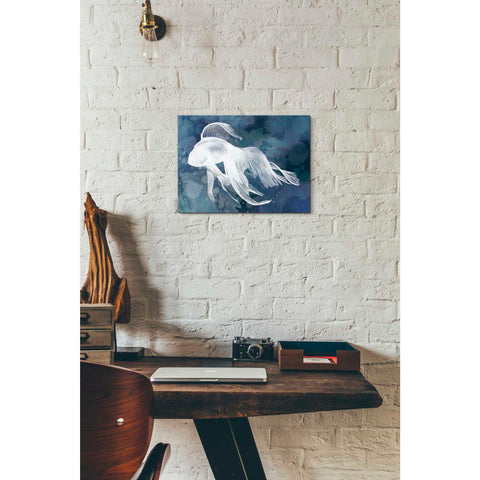 Image of 'Indigo Fish I' by Grace Popp Canvas Wall Art,16 x 12