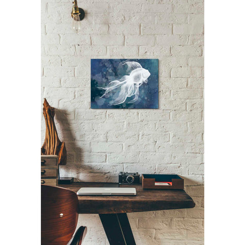 Image of 'Indigo Fish II' by Grace Popp Canvas Wall Art,16 x 12