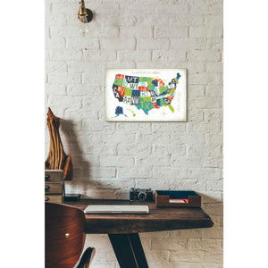 'Letterpress USA Map' by Michael Mullan, Canvas Wall Art,18 x 12