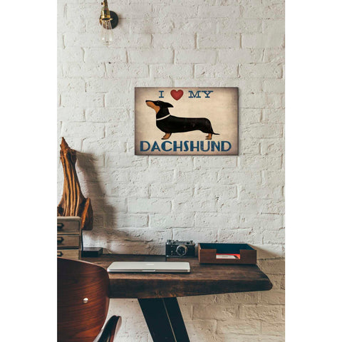 Image of 'Dachshund Longboards - Love v2' by Ryan Fowler, Canvas Wall Art,12 x 18