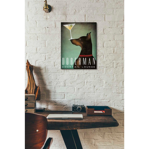 Image of 'Doberman Martini' by Ryan Fowler, Canvas Wall Art,12 x 18
