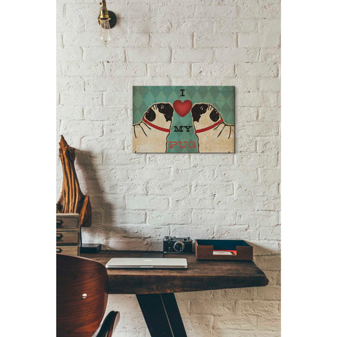Image of 'Pug and Pug - I Love My Pug' by Ryan Fowler, Canvas Wall Art,12 x 18