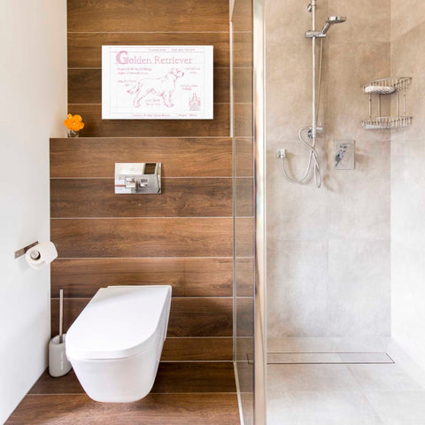 Image of 'Blueprint Golden Retriever in Pink' by Ethan Harper Canvas Wall Art,18 x 12