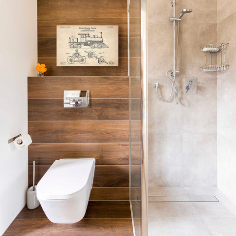 Image of 'Locomotive Engine Blueprint Patent Parchment' Canvas Wall Art,12 x 18