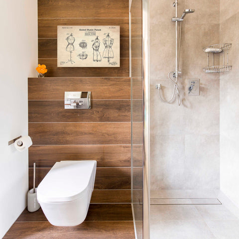 Image of 'Dress Form Blueprint Patent Parchment' Canvas Wall Art,18 x 12