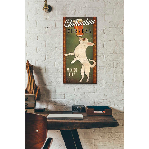 Image of 'White Chihuahua on Green' by Ryan Fowler, Canvas Wall Art,12 x 24