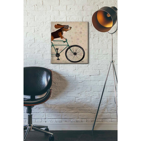 Image of 'Basset Hound on Bicycle' by Fab Funky Giclee Canvas Wall Art