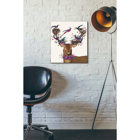Image of 'Deer Birdkeeper, Tropical Bird Nests' by Fab Funky Giclee Canvas Wall Art
