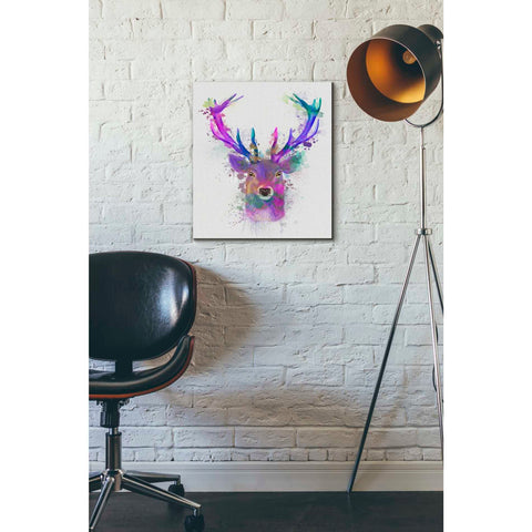 Image of 'Deer Head 1 Rainbow Splash Pink and Purple' by Fab Funky Giclee Canvas Wall Art