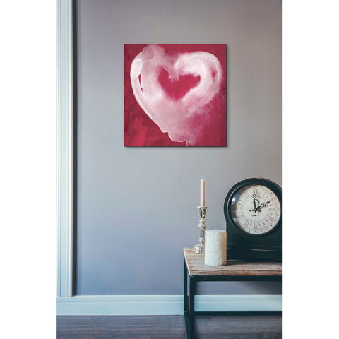 Image of 'Hot Pink Heart' by Linda Woods, Canvas Wall Art,18 x 18