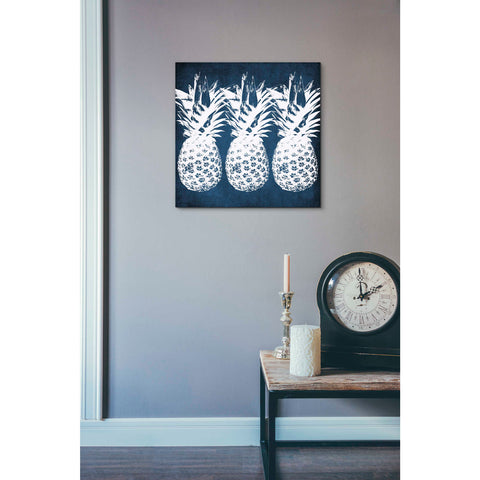 Image of 'Indigo Pineapple' by Linda Woods, Canvas Wall Art,18 x 18