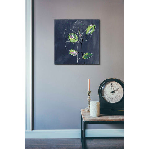 Image of 'Eucalyptus on Blue' by Linda Woods, Canvas Wall Art,18 x 18