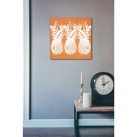 Image of 'Orange Pineapples' by Linda Woods, Canvas Wall Art,18 x 18