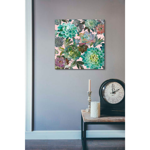 Image of 'Floral Succulents v2 Crop on Pink' by Danhui Nai, Canvas Wall Art,18 x 18