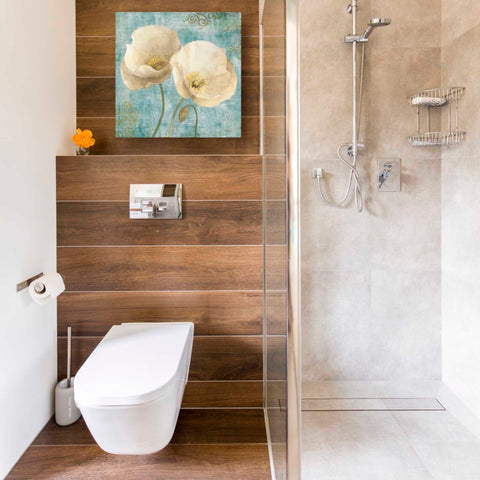 Image of 'Poppies on Paisley' by Albena Hristova, Canvas Wall Art,18 x 18