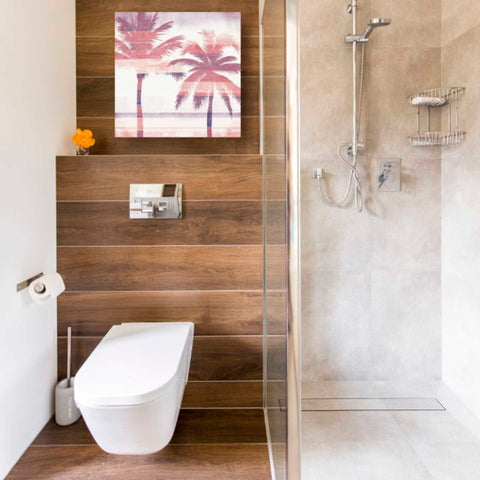 Image of 'Beachscape Palms III Pink Purple' by Michael Mullan, Canvas Wall Art,18 x 18