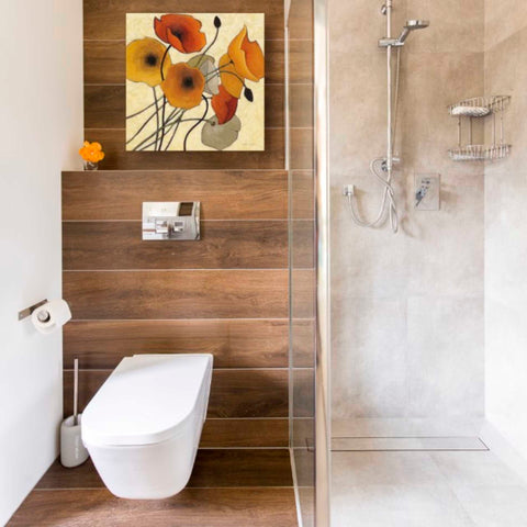 Image of 'Pumpkin Poppies II' by Shirley Novak, Canvas Wall Art,18 x 18