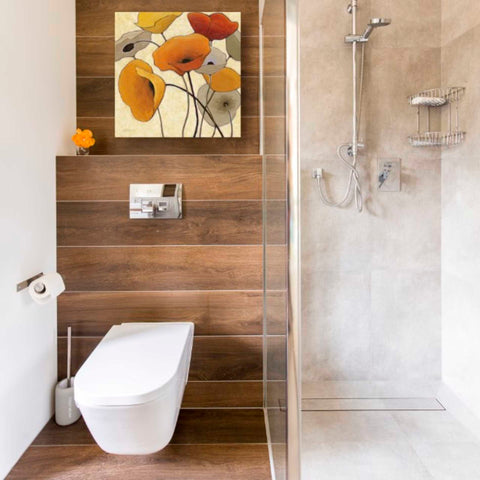 Image of 'Pumpkin Poppies III' by Shirley Novak, Canvas Wall Art,18 x 18