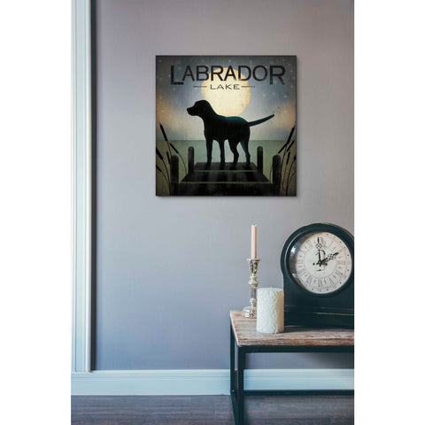 Image of 'Moonrise Black Dog - Labrador Lake' by Ryan Fowler, Canvas Wall Art,18 x 18