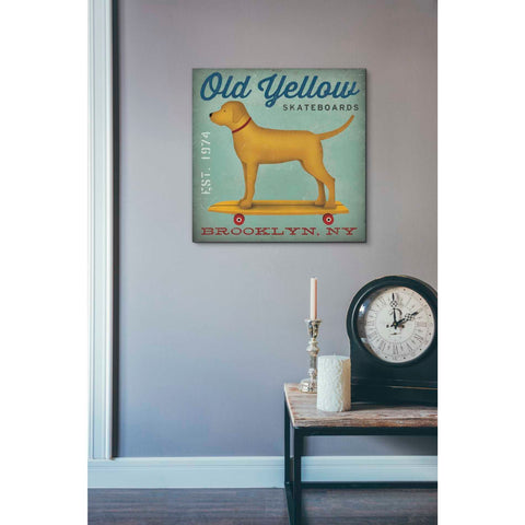 Image of 'Golden Dog on Skateboard' by Ryan Fowler, Canvas Wall Art,18 x 18