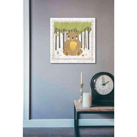 Image of 'Woodland Hideaway Bear' by Moira Hershey, Canvas Wall Art,18 x 18
