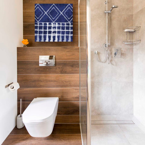 Image of 'Blue Shibori D' by Linda Woods, Canvas Wall Art,18 x 18